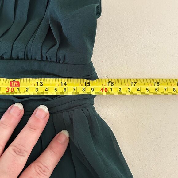 NWT Lulus Heavenly Hues Forest Green Maxi Dress (L) Plunging Georgette Gown - Picture 9 of 13